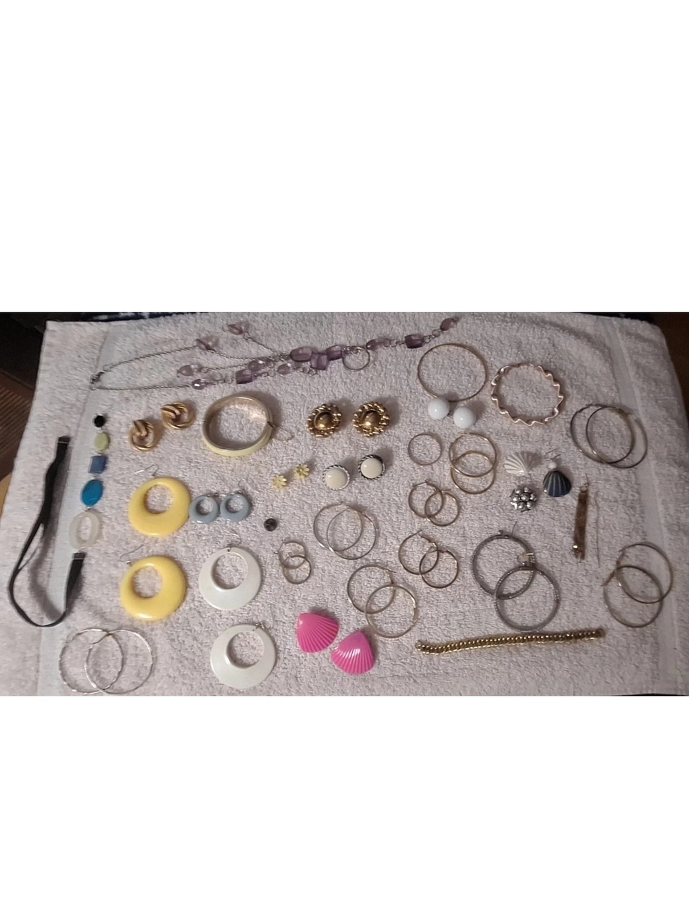 Vintage Pink, Yellow, White and Gold Women's Earrings Set